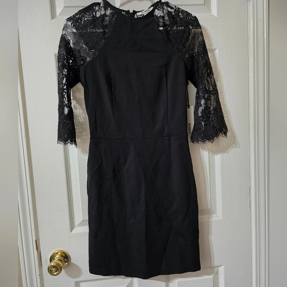 NWT BB Dakota Princeton Lace Mini Dress, Sheer Black Lace, Bodycon Silhouette. - Picture 2 of 11